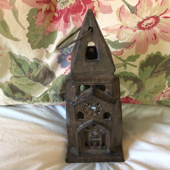 Vintage Candle TwinkleLight Cast Iron Church Steeple Hanging Decoration OldWorld - Picture 10 of 16